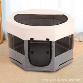 Portable Pet Soft Playpen;  Pop up Tent Indoor & Outdoor Use Durable Paw Kennel Cage;  Waterproof Bottom Removable Top Puppy Pen - gray