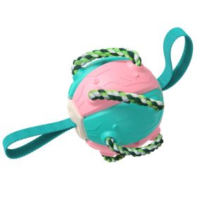 Dog Soccer Ball Interactive Pet Toys Foldable Ball Molar Toy Outdoor Training Ball for Puppy Dog Chew Dog Accessories - Pink