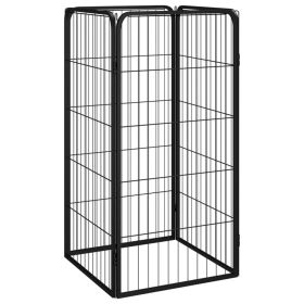 Dog Playpen 4 Panels Black 19.7"x39.4" Powder-coated Steel - Black