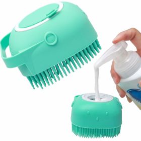 Pet Dog Shampoo Massager Brush Cat Massage Comb Grooming Scrubber Shower Brush For Bathing Short Hair Soft Silicone Brushes - Blue