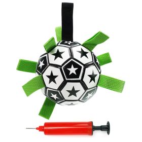 Dog Soccer Ball Toys with Straps, Interactive Dog Toy for Tug of War, Puppy Birthday Gifts, Dog Tug Toy, Dog Water Toy - Black and white - M