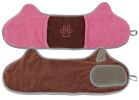 Pet Life 'Bryer' 2-in-1 Hand-Inserted Microfiber Pet Grooming Towel and Brush - Brown / Pink