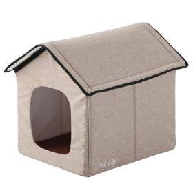 Pet Life "Hush Puppy" Electronic Heating and Cooling Smart Collapsible Pet House - Beige - Small