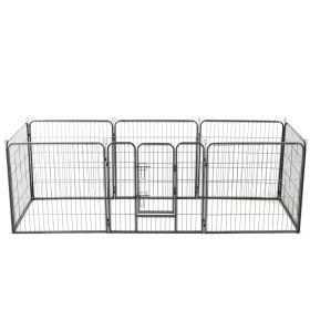 Dog Playpen 8 Panels Steel 31.5"x31.5" Black - Black