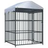 Outdoor Dog Kennel with Roof 59.1"x59.1"x82.7" - Black