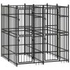 Outdoor Dog Kennel Steel 39.7 ftÂ² - Black