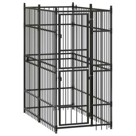 Outdoor Dog Kennel Steel 19.8 ftÂ² - Black