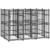 Outdoor Dog Kennel Steel 59.5 ftÂ² - Black