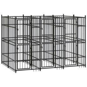 Outdoor Dog Kennel Steel 59.5 ftÂ² - Black