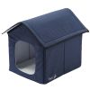 Pet Life "Hush Puppy" Electronic Heating and Cooling Smart Collapsible Pet House - Navy - Small