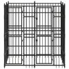 Outdoor Dog Kennel Steel 39.7 ftÂ² - Black