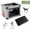 M/L 3-Door Dog Crate with Removable Pad and Metal Frame - L