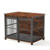 Furniture dog crate sliding iron door dog crate with mat. (Rustic Brown,43.7''W x 30''D x 33.7''H). - Rustic Brown