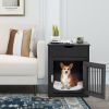 2-In-1 Dog House with Drawer and Wired Wireless Charging - Black