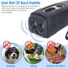 Ultrasonic Anti Barking Device Rechargeable Handheld Dog Barking Deterrent with 4 Modes LED Flashlight Dog Repeller - Black