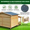 Durable Waterproof Dog Houses for Small Medium Large Dogs Outdoor & Indoor, Wooden Puppy Shelter Large Doghouse with Porch for Winter  - Wood