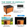 44"Dog House Outdoor & Indoor Wooden Dog Kennel for Winter with Raised Feet Weatherproof for Large Dogs(Gold red and black)(M) - as Pic