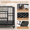 Foldable Heavy-Duty Metal Dog Cage Chew-proof Dog Crate with Lockable Universal Wheels - Black