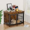 Furniture dog crate sliding iron door dog crate with mat. (Rustic Brown,43.7''W x 30''D x 33.7''H). - Rustic Brown