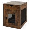 Furniture Style Dog Kennel with Drawer and Removable Dog Bed - Coffee