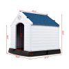 Indoor & Outdoor Waterproof Plastic Pet Puppy House - White & Blue - 28''H