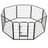 Dog Playpen 8 Panels Steel 31.5"x31.5" Black - Black