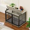 Furniture dog crate sliding iron door dog crate with mat. (Rustic Brown,43.7''W x 30''D x 33.7''H). - Grey