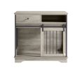 Sliding door dog crate with drawers. 35.43'' W x 23.62'' D x 33.46'' H - Grey