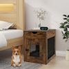 Furniture Style Dog Kennel with Drawer and Removable Dog Bed - Coffee