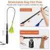 Extendable Dog Flirt Pole with Lure 10.23-26.77in Teaser Wand with 2 Replaceable Interactive Tail Toys  - Black