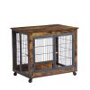 Furniture Style Dog Crate Side Table on Wheels with Double Doors and Lift Top. Rustic Brown, 31.50'' W x 22.05'' D x 25'' H. - as Pic