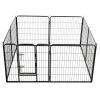 Dog Playpen 8 Panels Steel 31.5"x31.5" Black - Black