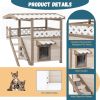 New Style Wood Pet House With Roof Balcony and Bed Shelter - white - Pets