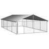 Outdoor Dog Kennel with Roof 236.2"x118.1"x59.1" - Silver