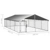 Outdoor Dog Kennel with Roof 236.2"x118.1"x59.1" - Silver