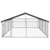 Outdoor Dog Kennel with Roof 236.2"x118.1"x59.1" - Silver