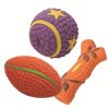 Squeaky Football Branch, Fetch and Play - Latex Rubber Dog Toy Balls, Play Chew Fetch Interactive Ball Puppies - purple